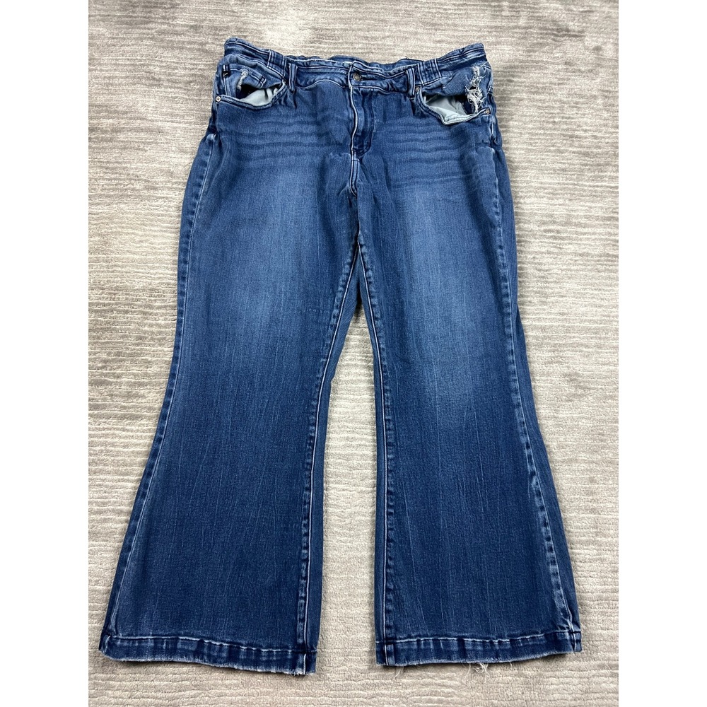 KanCan Jeans Womens 22 Blue Flare Leg Maurices Raw Hem Distressed 210308